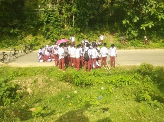 Heavy Teachers’ Crisis in Tripura Schools : Students of Matai HS School Protested
